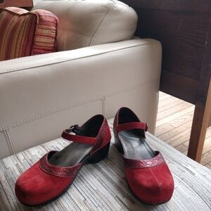 Red Suede Dansko Mary Jane Style Clogs